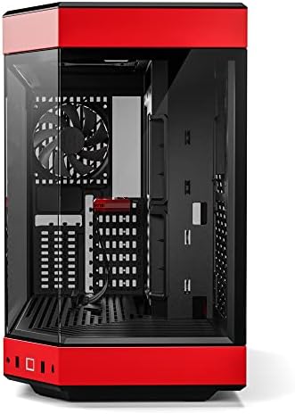 HYTE Y40 Modern Aesthetic Panoramic Tempered Glass Mid Tower ATX Computer Gaming Case with PCIE 4 0 Riser Cable Included  Red  CS HYTE Y40 BR 