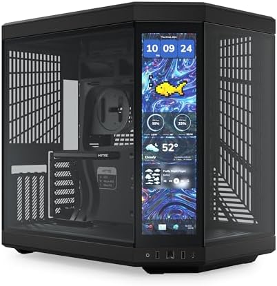HYTE Y40 Modern Aesthetic Panoramic Tempered Glass Mid Tower ATX Computer Gaming Case with PCIE 4 0 Riser Cable Included  Red  CS HYTE Y40 BR 