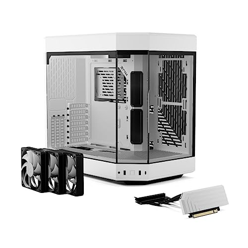 HYTE Y60 Modern Aesthetic Dual Chamber Panoramic Tempered Glass Mid Tower ATX Computer Gaming Case with PCIE 4 0 Riser Cable Included Snow White CS HYTE Y60 WW