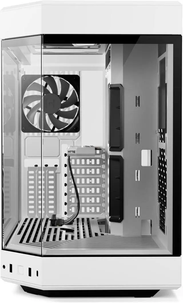 HYTE Y60 Modern Aesthetic Dual Chamber Panoramic Tempered Glass Mid Tower ATX Computer Gaming Case with PCIe 4 0 Riser Cable Included  Snow White