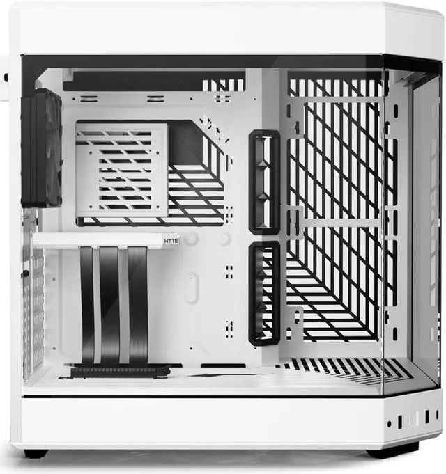 HYTE Y60 Modern Aesthetic Dual Chamber Panoramic Tempered Glass Mid Tower ATX Computer Gaming Case with PCIe 4 0 Riser Cable Included  Snow White