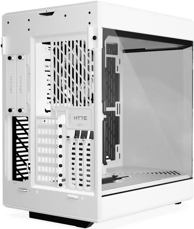 HYTE Y60 Modern Aesthetic Dual Chamber Panoramic Tempered Glass Mid Tower ATX Computer Gaming Case with PCIe 4 0 Riser Cable Included  Snow White