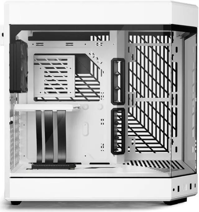 HYTE Y60 Modern Aesthetic Dual Chamber Panoramic Tempered Glass Mid Tower ATX Computer Gaming Case with PCIe 4 0 Riser Cable Included  Snow White