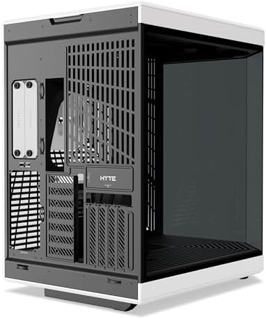 HYTE Y60 Modern Aesthetic Dual Chamber Panoramic Tempered Glass Mid Tower ATX Computer Gaming Case with PCIE 4 0 Riser Cable Included  Snow White  CS HYTE Y60 WW