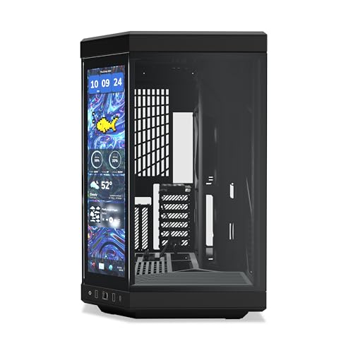HYTE Y70 Touch Infinite Dual Chamber ATX Mid Tower - Carcasa estética moderna con pantalla táctil LCD de 2.5K integrada, color negro