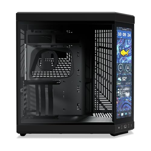 HYTE Y70 Touch Infinite Dual Chamber ATX Mid Tower - Carcasa estética moderna con pantalla táctil LCD de 2.5K integrada, color negro