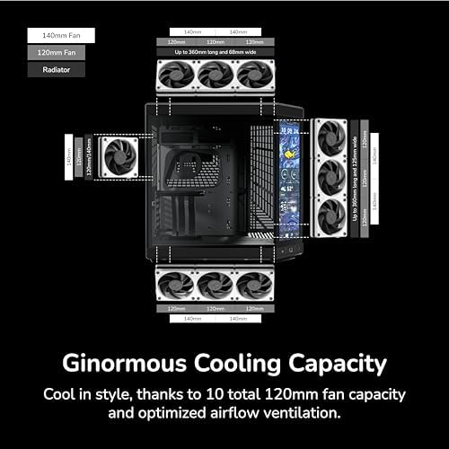 HYTE Y70 Touch Infinite Modern Aesthetic Gaming PC Case   Integrated 2 5K LCD Touchscreen Screen Display   Dual Chamber ATX Desktop Chassis   10 Fan Capacity   Luxury PCIe 4 0 Riser Cable  Pitch Black