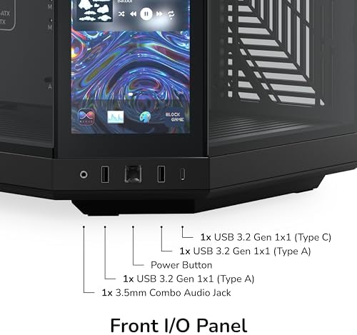 HYTE Y70 Touch Infinite Modern Aesthetic Gaming PC Case   Integrated 2 5K LCD Touchscreen Screen Display   Dual Chamber ATX Desktop Chassis   10 Fan Capacity   Luxury PCIe 4 0 Riser Cable  Pitch Black