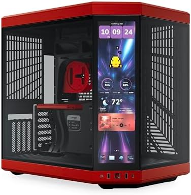 HYTE Y70 Touch Infinite Modern Aesthetic Gaming PC Case   Integrated 2 5K LCD Touchscreen Screen Display   Dual Chamber ATX Desktop Chassis   10 Fan Capacity   Luxury PCIe 4 0 Riser Cable  Pitch Black