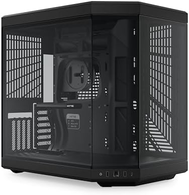 HYTE Y70 Touch Infinite Modern Aesthetic Gaming PC Case   Integrated 2 5K LCD Touchscreen Screen Display   Dual Chamber ATX Desktop Chassis   10 Fan Capacity   Luxury PCIe 4 0 Riser Cable  Pitch Black