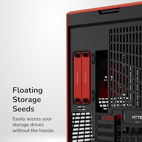 HYTE Y70 Touch Infinite Modern Aesthetic Gaming PC Case   Integrated 2 5K LCD Touchscreen Screen Display   Dual Chamber ATX Desktop Chassis   10 Fan Capacity   Luxury PCIe 4 0 Riser Cable   Cherry/Red