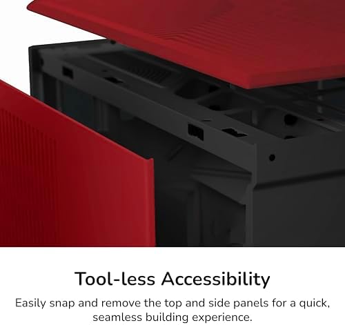HYTE Y70 Touch Infinite Modern Aesthetic Gaming PC Case   Integrated 2 5K LCD Touchscreen Screen Display   Dual Chamber ATX Desktop Chassis   10 Fan Capacity   Luxury PCIe 4 0 Riser Cable   Cherry/Red