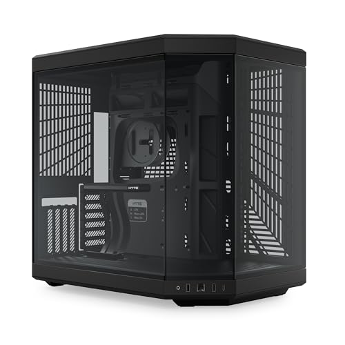 HYTE Y70 Upgraded Modern Aesthetic Dual Chamber Panoramic Tempered Glass Mid Tower ATX Computer Gaming Case with PCIE 4 0 Riser Cable Included  Black  CS HYTE Y70 B