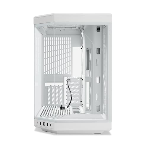 HYTE Y70 Upgraded Modern Aesthetic Dual Chamber Panoramic Tempered Glass Mid Tower ATX Computer Gaming Case with PCIE 4 0 Riser Cable Included  Snow White  CS HYTE Y70 WW 