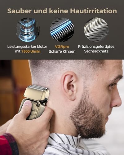 Hair Clippers & Trimmers Set for Men Professional  Waterproof Electric Razor Foil Shaver for Men Face Beard  Cordless for Hair Cutting  4 Speed Setting  LED Battery Display  Barber or Home Use