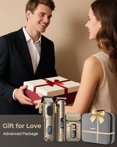 Hair Clippers & Trimmers Set for Men Professional  Waterproof Electric Razor Foil Shaver for Men Face Beard  Cordless for Hair Cutting  4 Speed Setting  LED Battery Display  Barber or Home Use