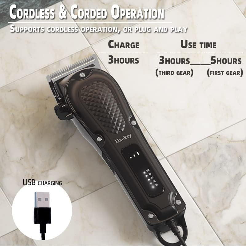 Hair Clippers for Men Professional   Cordless&Corded Barber Clippers for Hair Cutting & Grooming Rechargeable Beard Trimmer
