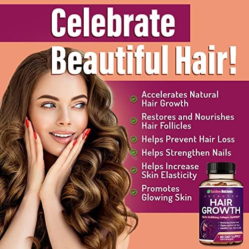 Hair Growth Vitamins for Women   Biotin 10 000mcg  Collagen  Patented OptiMSM   goMCT   Saw Palmetto   Naturally Regrow Stronger & Healthier Hair  Skin and Nails   Stops Hair Loss   60 Day Supply