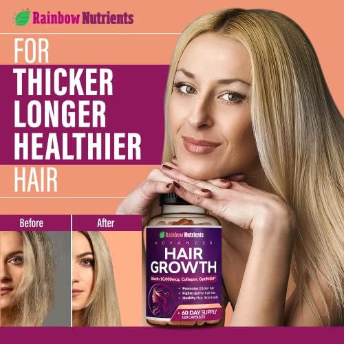 Hair Growth Vitamins for Women   Biotin 10 000mcg  Collagen  Patented OptiMSM   goMCT   Saw Palmetto   Naturally Regrow Stronger & Healthier Hair  Skin and Nails   Stops Hair Loss   60 Day Supply