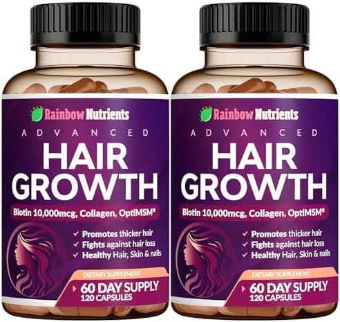 Hair Growth Vitamins for Women   Biotin 10 000mcg  Collagen  Patented OptiMSM   goMCT   Saw Palmetto   Naturally Regrow Stronger & Healthier Hair  Skin and Nails   Stops Hair Loss   60 Day Supply