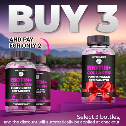 Hair Skin and Nails 10000mcg Gummies & Collagen Gummies   Biotin Vitamins Gummies for Hair Growth Pumpkin Seed Oil  Saw Palmetto Extract & Vitamins A B6 C D E   Biotin and Collagen Supplements
