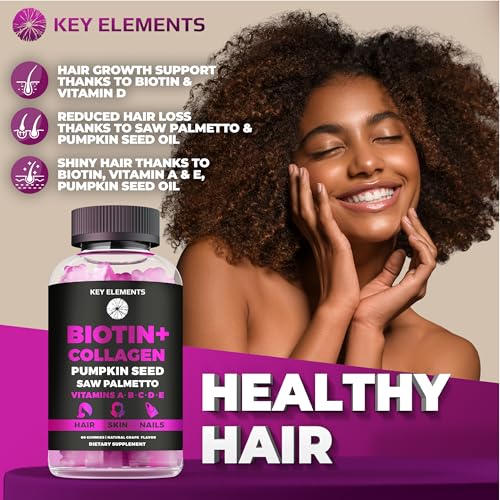 Hair Skin and Nails 10000mcg Gummies & Collagen Gummies   Biotin Vitamins Gummies for Hair Growth Pumpkin Seed Oil  Saw Palmetto Extract & Vitamins A B6 C D E   Biotin and Collagen Supplements