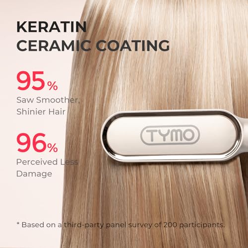 Hair Straightener Brush  TYMO Ring Hair Straightener Comb Straightening Brush for Women with 5 Temps 20s Fast Heating & Dual Voltage  Gold
