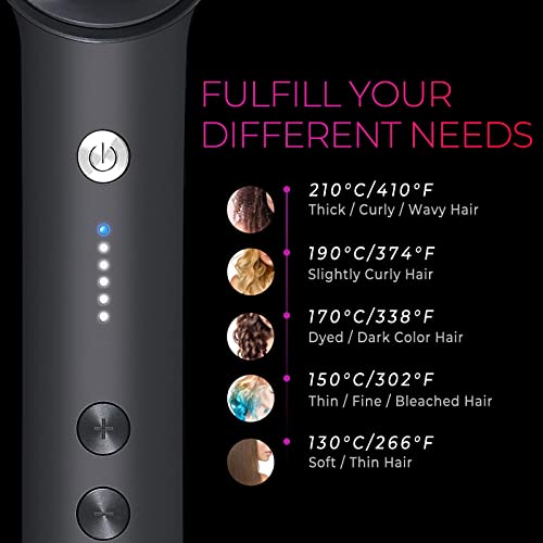 Hair Straightener Brush  TYMO Ring Hair Straightener Comb Straightening Brush for Women with 5 Temps 20s Fast Heating & Dual Voltage  Black