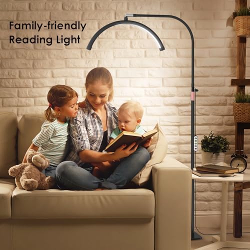 Luz de media luna para tecnología de pestañas, lámpara de pestañas de cuello de cisne con soporte para teléfono para arte de pestañas, tatuajes y cuidado de la piel, lámpara de pie LED