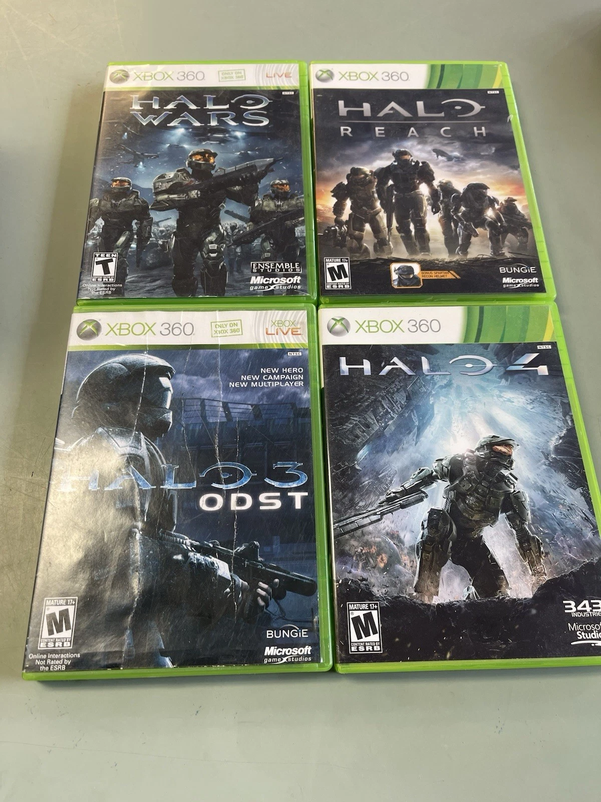 Halo Xbox 360 Game Lot  Halo 3 Halo Wars Halo Reach Halo4 Bundle of Four Games