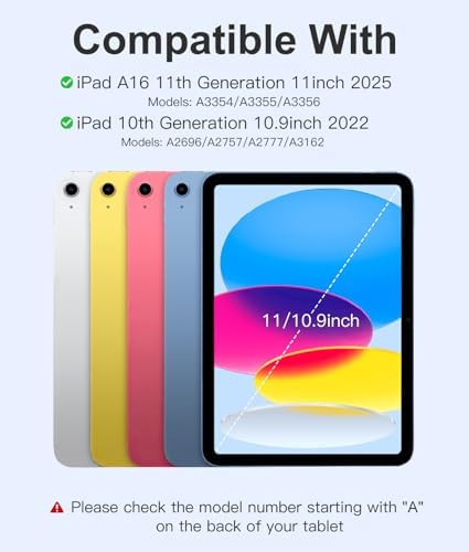 Hamile for iPad 11th 10th Generation Case with Keyboard   7 Colors Backlit Wireless Detachable Folio Keyboard Cover with Pencil Holder for iPad 11 inch A16 2025 10th Gen 10 9 Inch 2022  Black 