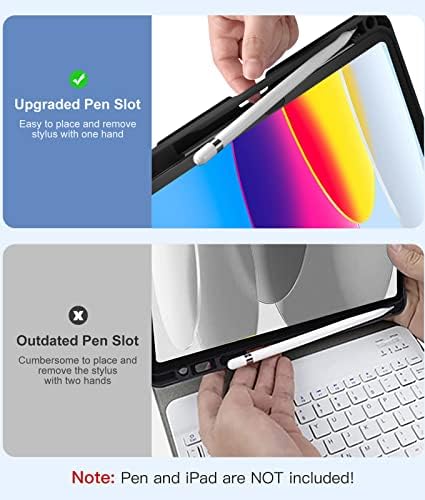 Hamile for iPad 11th 10th Generation Case with Keyboard   7 Colors Backlit Wireless Detachable Folio Keyboard Cover with Pencil Holder for iPad 11 inch A16 2025 10th Gen 10 9 Inch 2022  Black 