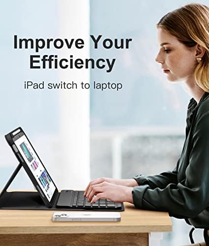 Hamile for iPad 11th 10th Generation Case with Keyboard   7 Colors Backlit Wireless Detachable Folio Keyboard Cover with Pencil Holder for iPad 11 inch A16 2025 10th Gen 10 9 Inch 2022  Black 