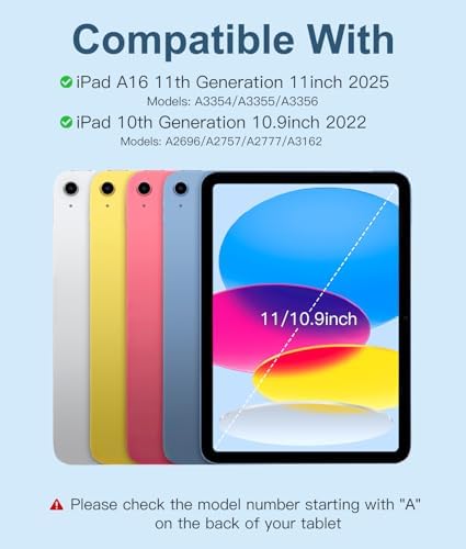 Hamile for iPad 11th 10th Generation Case with Keyboard   7 Colors Backlit Wireless Detachable Folio Keyboard Cover with Pencil Holder for iPad 11 inch A16 2025 10th Gen 10 9 Inch 2022  Black 