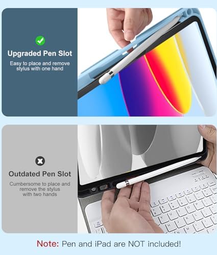 Hamile for iPad 11th 10th Generation Case with Keyboard   7 Colors Backlit Wireless Detachable Folio Keyboard Cover with Pencil Holder for iPad 11 inch A16 2025 10th Gen 10 9 Inch 2022  Black 
