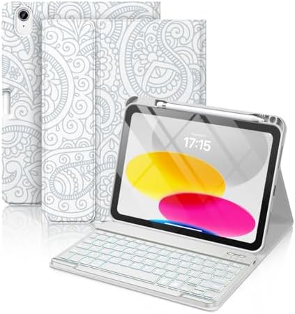 Hamile for iPad 11th 10th Generation Case with Keyboard   7 Colors Backlit Wireless Detachable Folio Keyboard Cover with Pencil Holder for iPad 11 inch A16 2025 10th Gen 10 9 Inch 2022  Black 