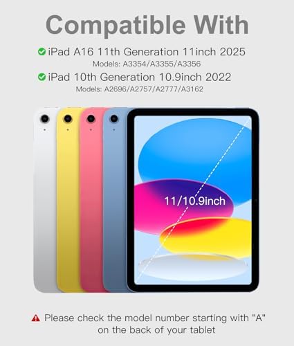 Hamile for iPad 11th 10th Generation Case with Keyboard   7 Colors Backlit Wireless Detachable Folio Keyboard Cover with Pencil Holder for iPad 11 inch A16 2025 10th Gen 10 9 Inch 2022  Black 