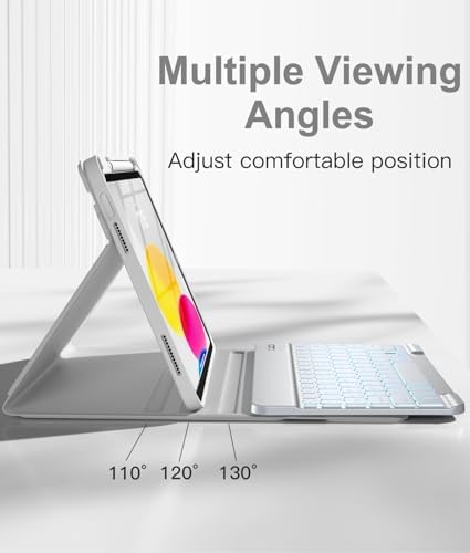 Hamile for iPad 11th 10th Generation Case with Keyboard   7 Colors Backlit Wireless Detachable Folio Keyboard Cover with Pencil Holder for iPad 11 inch A16 2025 10th Gen 10 9 Inch 2022  Black 