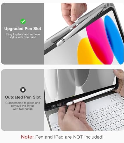 Hamile for iPad 11th 10th Generation Case with Keyboard   7 Colors Backlit Wireless Detachable Folio Keyboard Cover with Pencil Holder for iPad 11 inch A16 2025 10th Gen 10 9 Inch 2022  Black 