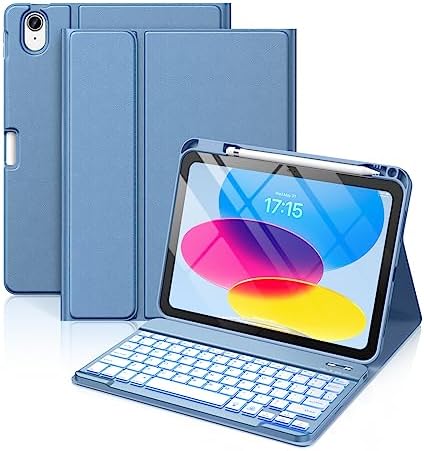 Hamile for iPad 11th 10th Generation Case with Keyboard   7 Colors Backlit Wireless Detachable Folio Keyboard Cover with Pencil Holder for iPad 11 inch A16 2025 10th Gen 10 9 Inch 2022  Black 