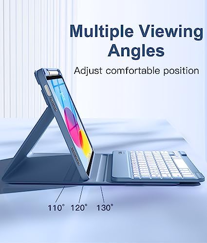 Hamile for iPad 11th 10th Generation Case with Keyboard   7 Colors Backlit Wireless Detachable Folio Keyboard Cover with Pencil Holder for iPad 11 inch A16 2025 10th Gen 10 9 Inch 2022  Black 