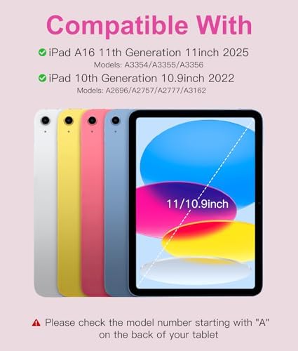 Hamile for iPad 11th 10th Generation Case with Keyboard   7 Colors Backlit Wireless Detachable Folio Keyboard Cover with Pencil Holder for iPad 11 inch A16 2025 10th Gen 10 9 Inch 2022  Black 