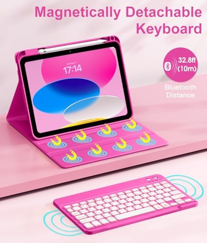 Hamile for iPad 11th 10th Generation Case with Keyboard   7 Colors Backlit Wireless Detachable Folio Keyboard Cover with Pencil Holder for iPad 11 inch A16 2025 10th Gen 10 9 Inch 2022  Black 