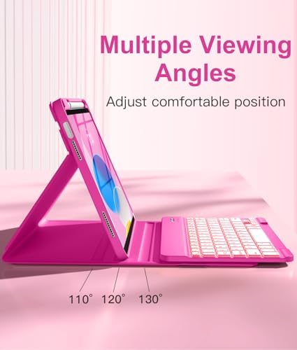 Hamile for iPad 11th 10th Generation Case with Keyboard   7 Colors Backlit Wireless Detachable Folio Keyboard Cover with Pencil Holder for iPad 11 inch A16 2025 10th Gen 10 9 Inch 2022  Black 