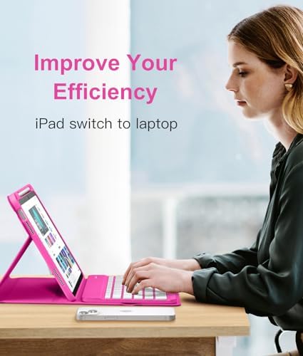 Hamile for iPad 11th 10th Generation Case with Keyboard   7 Colors Backlit Wireless Detachable Folio Keyboard Cover with Pencil Holder for iPad 11 inch A16 2025 10th Gen 10 9 Inch 2022  Black 