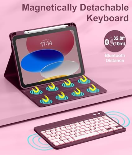 Hamile for iPad 11th 10th Generation Case with Keyboard   7 Colors Backlit Wireless Detachable Folio Keyboard Cover with Pencil Holder for iPad 11 inch A16 2025 10th Gen 10 9 Inch 2022  Black 