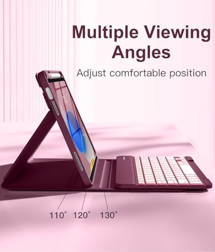 Hamile for iPad 11th 10th Generation Case with Keyboard   7 Colors Backlit Wireless Detachable Folio Keyboard Cover with Pencil Holder for iPad 11 inch A16 2025 10th Gen 10 9 Inch 2022  Black 