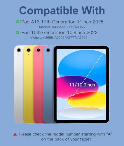 Hamile for iPad 11th 10th Generation Case with Keyboard   7 Colors Backlit Wireless Detachable Folio Keyboard Cover with Pencil Holder for iPad 11 inch A16 2025 10th Gen 10 9 Inch 2022  Black 