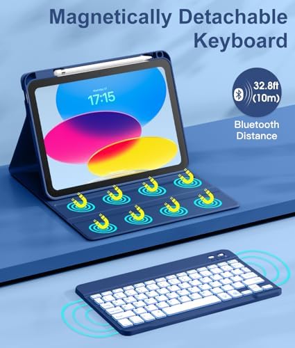 Hamile for iPad 11th 10th Generation Case with Keyboard   7 Colors Backlit Wireless Detachable Folio Keyboard Cover with Pencil Holder for iPad 11 inch A16 2025 10th Gen 10 9 Inch 2022  Black 