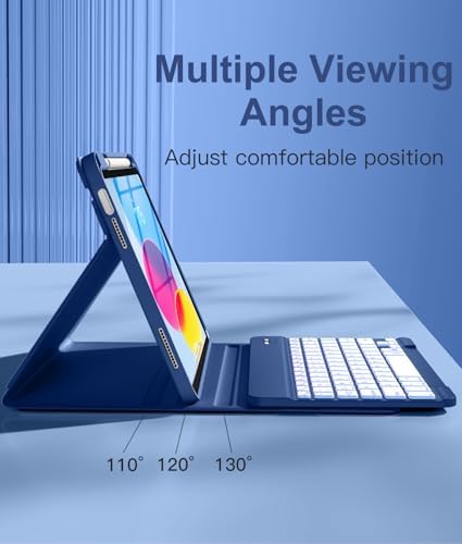 Hamile for iPad 11th 10th Generation Case with Keyboard   7 Colors Backlit Wireless Detachable Folio Keyboard Cover with Pencil Holder for iPad 11 inch A16 2025 10th Gen 10 9 Inch 2022  Black 